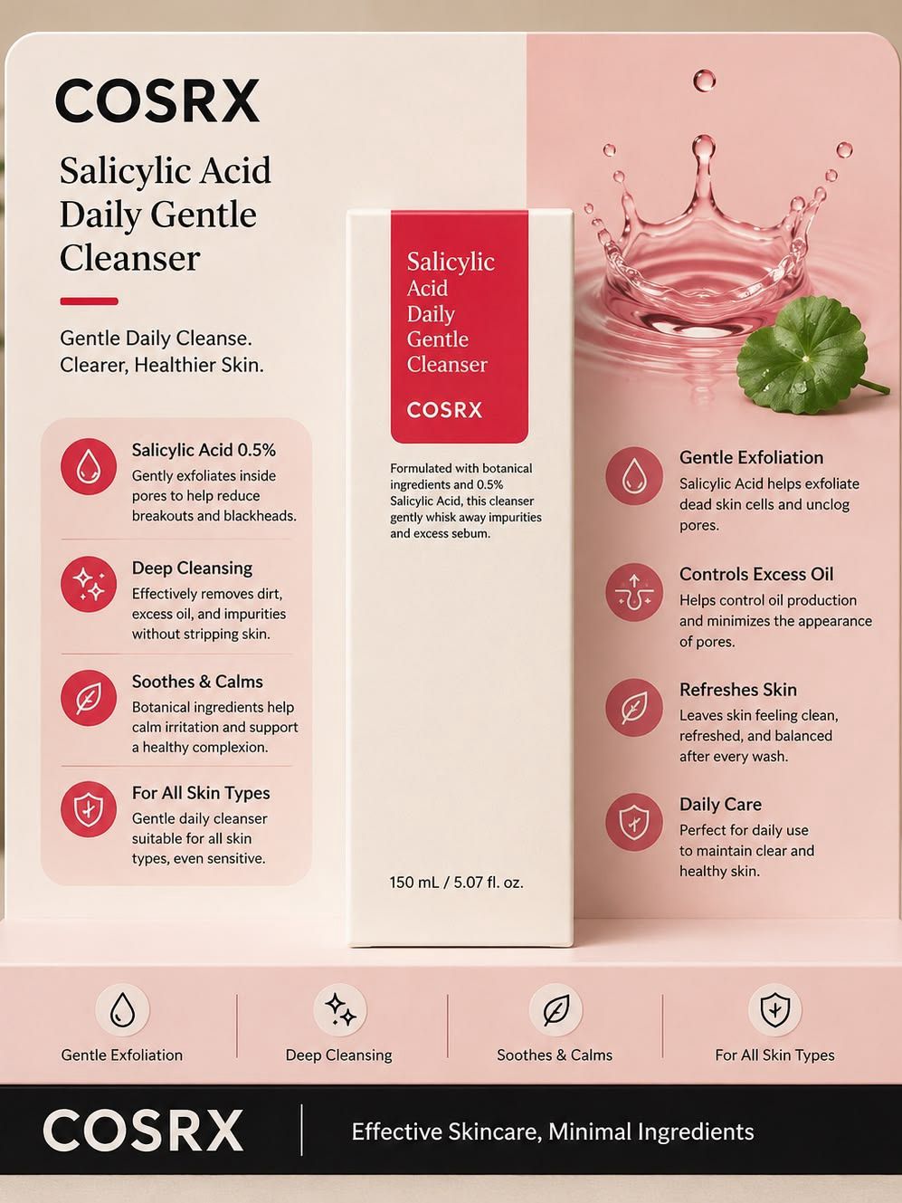 COSRX Salicylic Acid Daily Gentle Cleanser – 150ml view 2